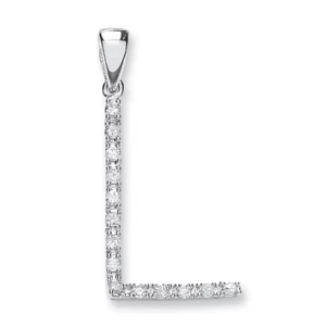 9ct White Gold 0.12ct Diamond L Initial